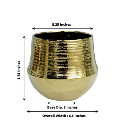 AliKopy 2-Pack Textured Metallic Gold Flower Pots - 6" Ceramic Planter