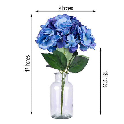 AliKopy Royal Blue Artificial Silk Hydrangea Bouquets - Set of 5, Real