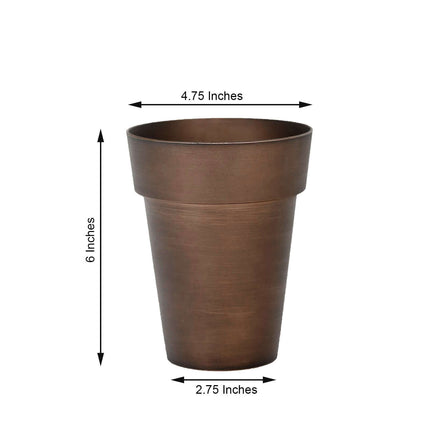 AliKopy 2-Pack Rustic Brown Flower Pots - 6" Plastic Indoor Planters