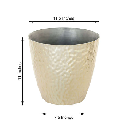 AliKopy 11" Gold Hammered Indoor Plant Pot - Decorative & Durable Plan