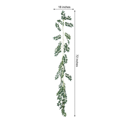 AliKopy 2 Pack 6ft Green Artificial Honey Locust Leaf Garland, Flexibl