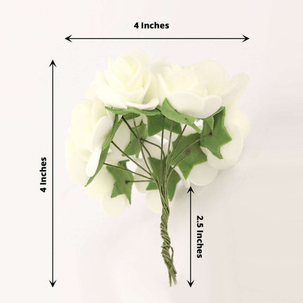 AliKopy 48 Ivory Real Touch Foam Roses - DIY Craft Flowers with Stems