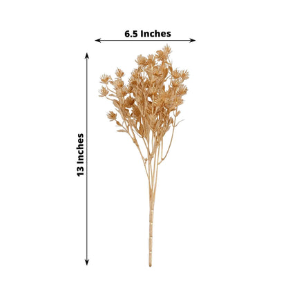 AliKopy 4-Pack Metallic Gold Baby's Breath Bouquets, 13" Event Decor