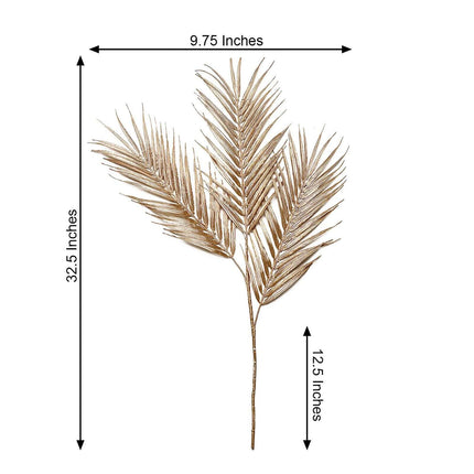 AliKopy 32" Metallic Gold Artificial Palm Leaf Branch - Tropical Decor