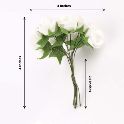 AliKopy 48 White Real Touch Foam Roses - DIY Craft Flowers with Stems