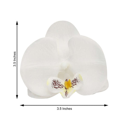 AliKopy 20 Silk White Orchid Flower Heads - 4" for DIY Decor & Corsage