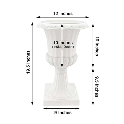 AliKopy 2 Pack 20" White PVC Urn Planters - Floral Pedestal Design