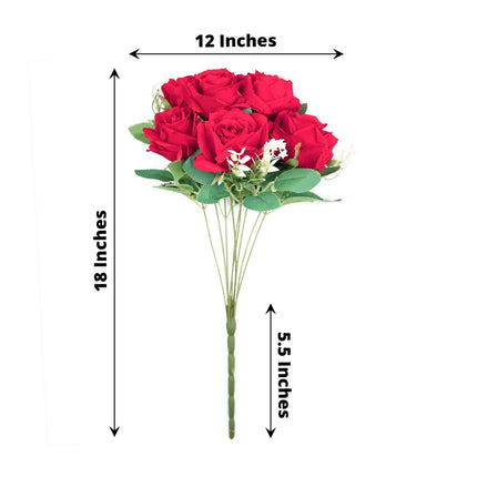 AliKopy 18" Real Touch Red Artificial Rose Bouquet - Silk Long Stem, 2