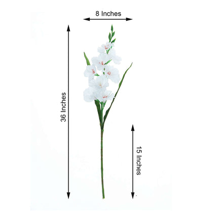 AliKopy 36" Tall White Artificial Silk Gladiolus - Realistic & Durable