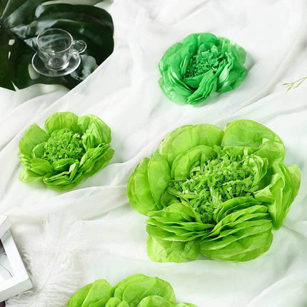 AliKopy Set of 6 Mint Apple Green 3D Paper Peony Flowers - Various Siz