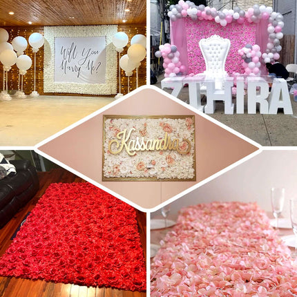 AliKopy 11 Sq Ft Blush & Cream 3D Silk Flower Wall Mat - 4 Panels