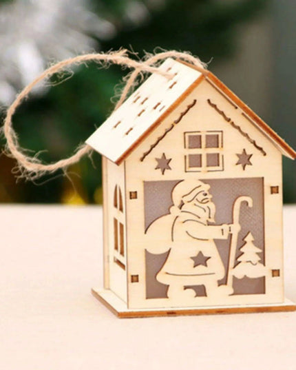 Glowing Wooden Christmas Cottage - Handmade Holiday Ornament & Gift