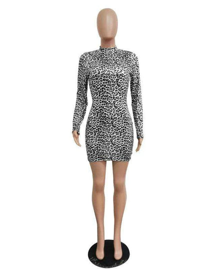 Stylish Autumn Leopard Print Bodycon Mini Dress for Trendy Looks