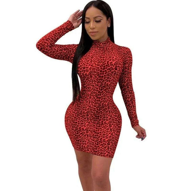 Stylish Autumn Leopard Print Bodycon Mini Dress for Trendy Looks