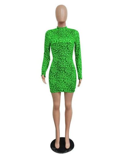 Stylish Autumn Leopard Print Bodycon Mini Dress for Trendy Looks