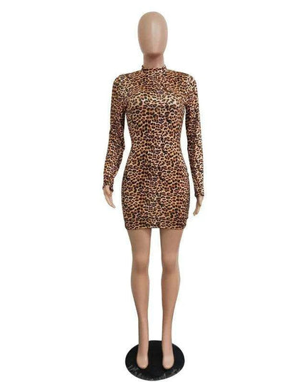 Stylish Autumn Leopard Print Bodycon Mini Dress for Trendy Looks