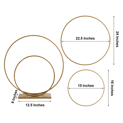 AliKopy Double Hoop Flower Stand - Gold Metal Wedding Centerpiece, 24"