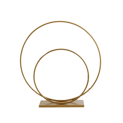 AliKopy Double Hoop Flower Stand - Gold Metal Wedding Centerpiece, 24"