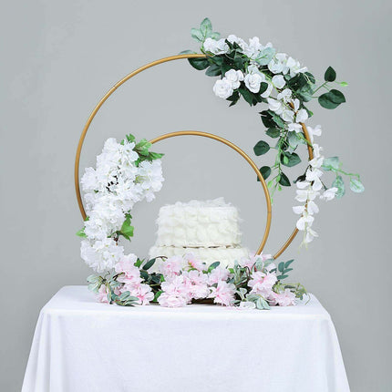 AliKopy Double Hoop Flower Stand - Gold Metal Wedding Centerpiece, 24"