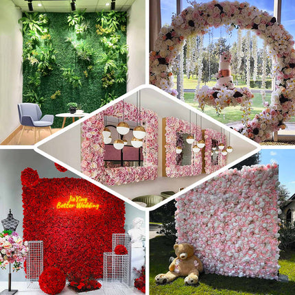 AliKopy 10 Pack Dark Green Artificial Flower Wall Grid Panels, 24"x16