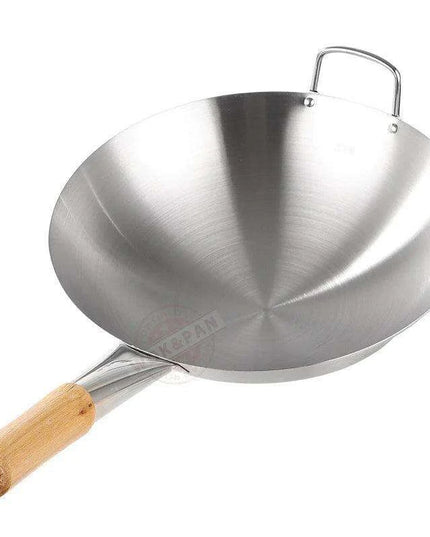Portable Stainless Steel Wok with Cool-Grip Handle for Outdoor Culinary Adventures