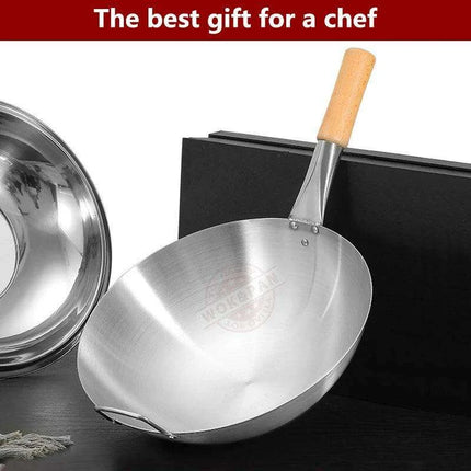 Portable Stainless Steel Wok with Cool-Grip Handle for Outdoor Culinary Adventures