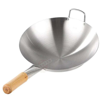 Portable Stainless Steel Wok with Cool-Grip Handle for Outdoor Culinary Adventures