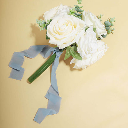 AliKopy 2 Pack Dusty Blue Silk-Like Chiffon Ribbon - 6yd Rolls for Bou