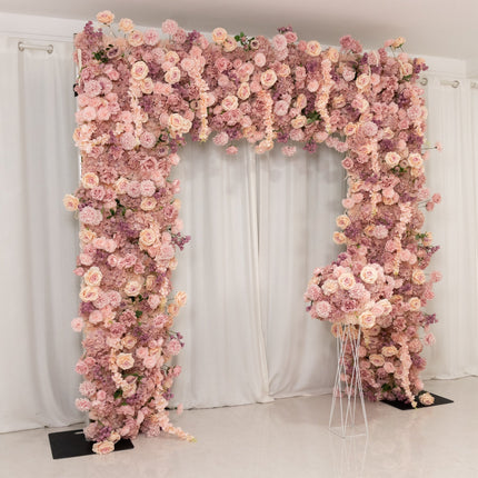 AliKopy 8ftx8ft Dusty Rose Flower Backdrop - Silk Roses & Hydrangeas
