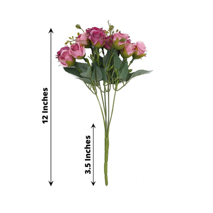 AliKopy 2 Pack 12" Dusty Rose Faux Open Rose Bouquets, Realistic Desig