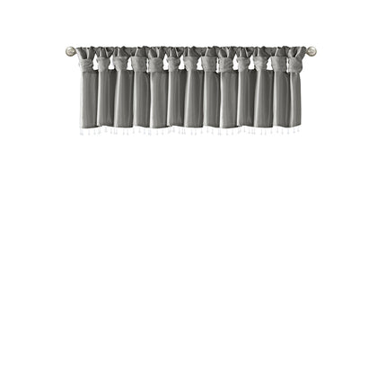 Room and Decor Lightweight Charcoal Faux Silk Valance with Beads 50x26