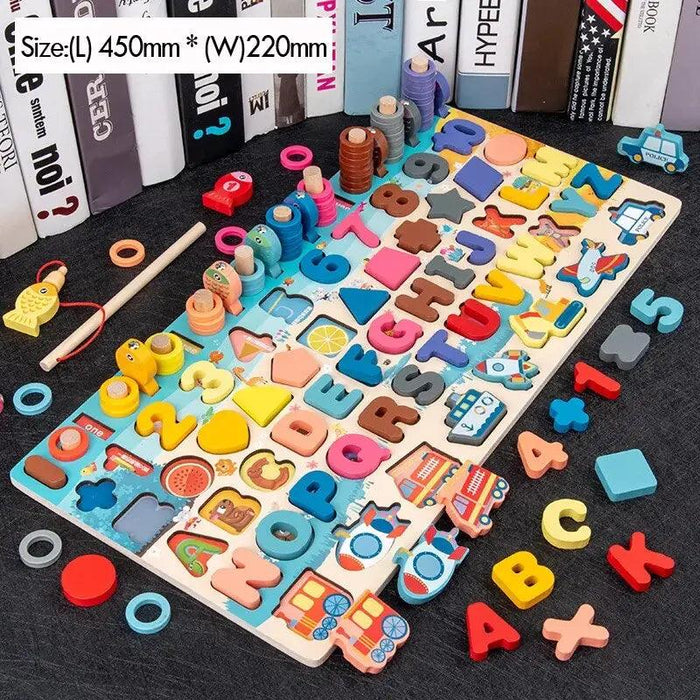 Montessori Math Wooden Puzzle Fishing Game Kit - Educational Toy Set for Young Learners - Enhance Learning & Imaginative Play