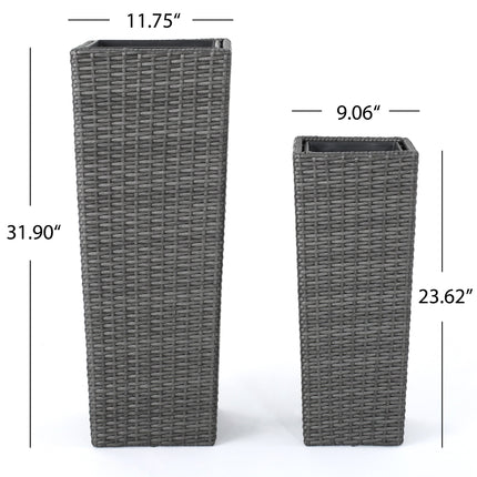 Room & Decor Grey Rattan Flower Pot - Durable & Stylish Design