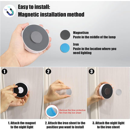 6 Pack Under Cabinet Lights Puck Lights 16 LEDs Wireless Motion Sensor