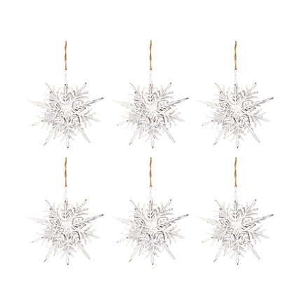Room & Decor Set of 6 White Iron Snowflake Hanging Christmas Ornaments