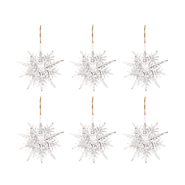 Room & Decor Set of 6 White Iron Snowflake Hanging Christmas Ornaments