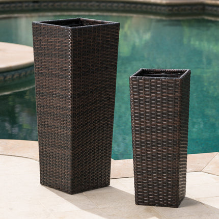 Room & Decor Brown Rattan Flower Pot - Durable, Eco-Friendly Design