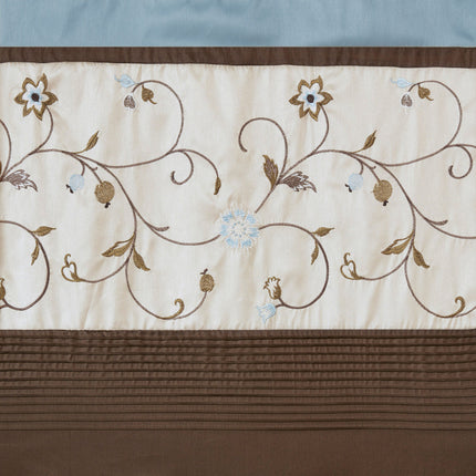 Room and Decor Embroidered Blue Window Valance, 50x18", Polyester Fabr