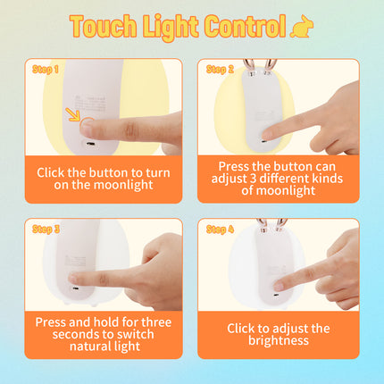 Silicone Touch Night Light For Baby Room Rabbit Shaped Ambient Lamp Clap Control