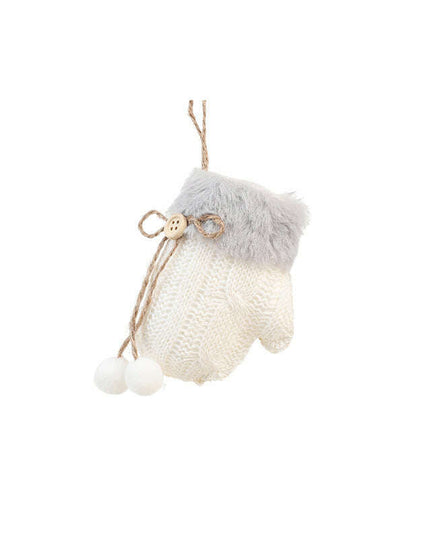 White Plush Fabric Pendant Gloves Sled Creative Christmas Tree Ornaments