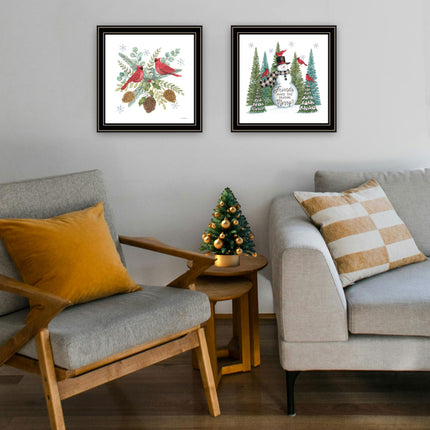 Deb Strain 2-Piece Merry Friends Black Framed Wall Art Set for Home