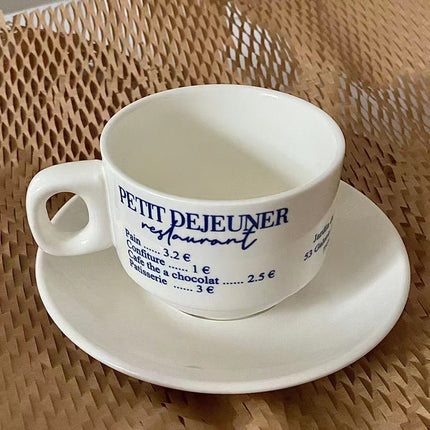 Peekaboo Studio Simple Ceramic Coffee Cup with Saucer, Microwave Safe