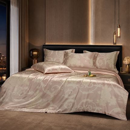 Mulberry Silk Bedding Set — 4-Piece Vintage Boho Design, 22mm