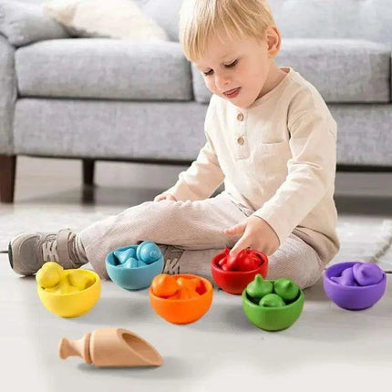 Rainbow Woodland Montessori Educational Toy - Wood & Wool Learning Board