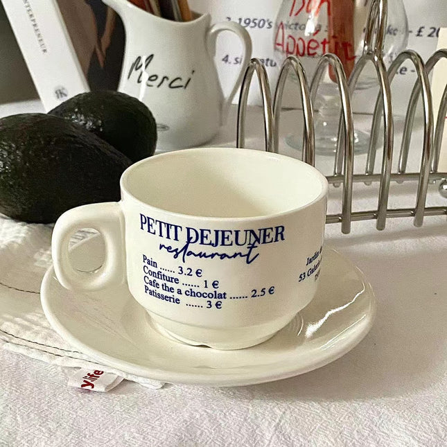 Peekaboo Studio Simple Ceramic Coffee Cup with Saucer, Microwave Safe