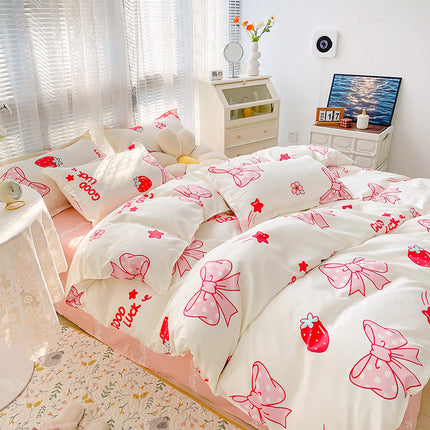 Peekaboo Studio Four-Piece Sanding Skin Bed Sheet Set with Quilt Cover