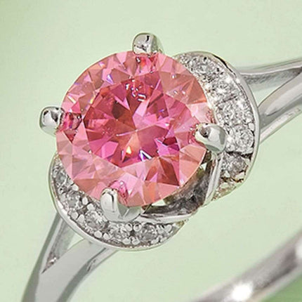 Elegant Multicolored Lab-Grown Diamond Ring in Sterling Silver