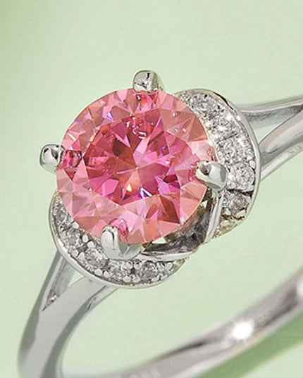 Elegant Multicolored Lab-Grown Diamond Ring in Sterling Silver