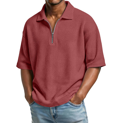 Peekaboo Studio Men's Waffle-Weave Polo Shirt, Short-Sleeved, Beach St