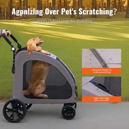 Peekaboo Studio 4-Wheel Pet Stroller, 160lbs Capacity, Portable Design